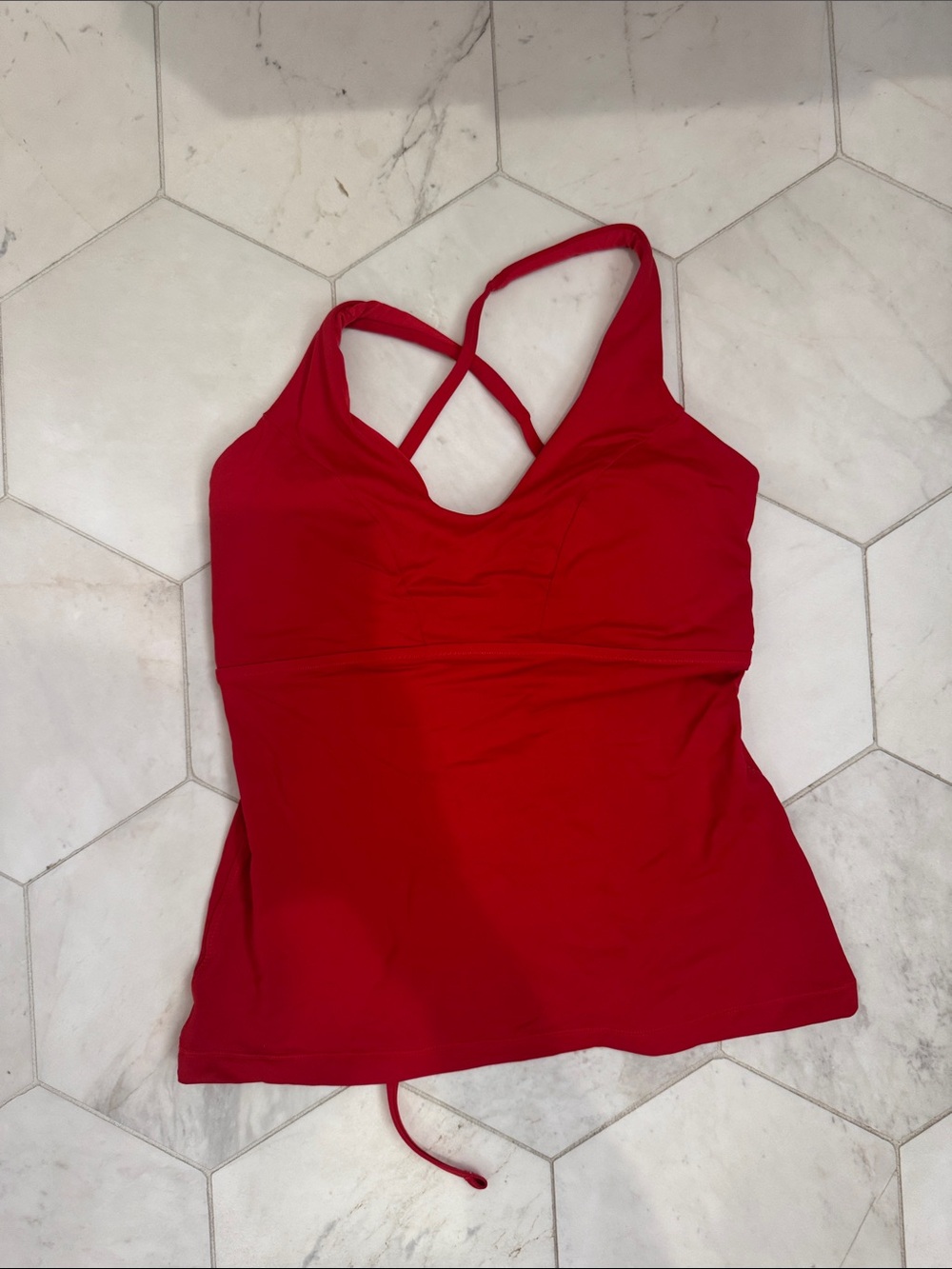 Athleta Red Cross-Back Tankini top